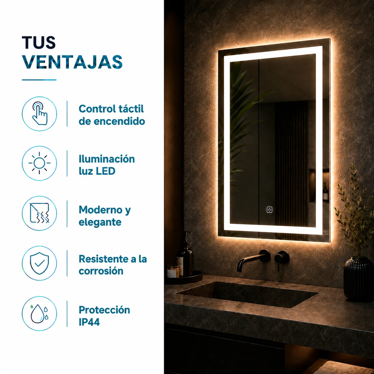 Espejo Luz Led Premium